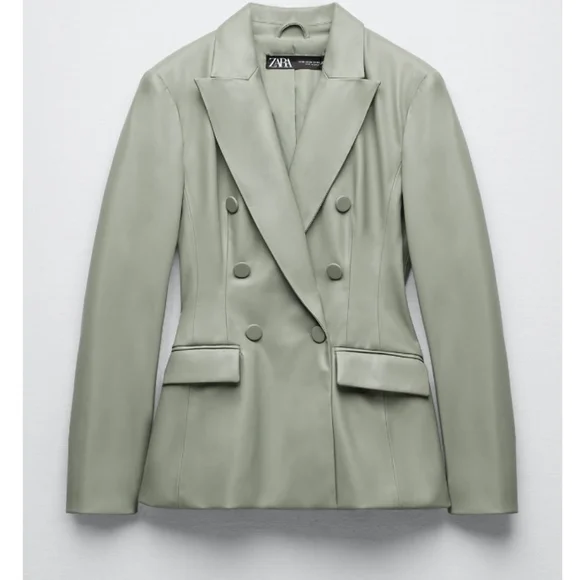 NWT Zara Balmain Style Leather Blazer Jacket - Picture 3 of 4